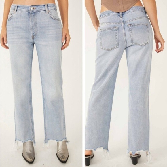 FREE PEOPLE Maggie Mid Rise Straight Leg Jeans OB832365, Size: 25 - Picture 1 of 9